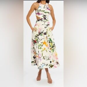 Aje - Introspect Cut Out Midi Dress in Botanic Floral Print